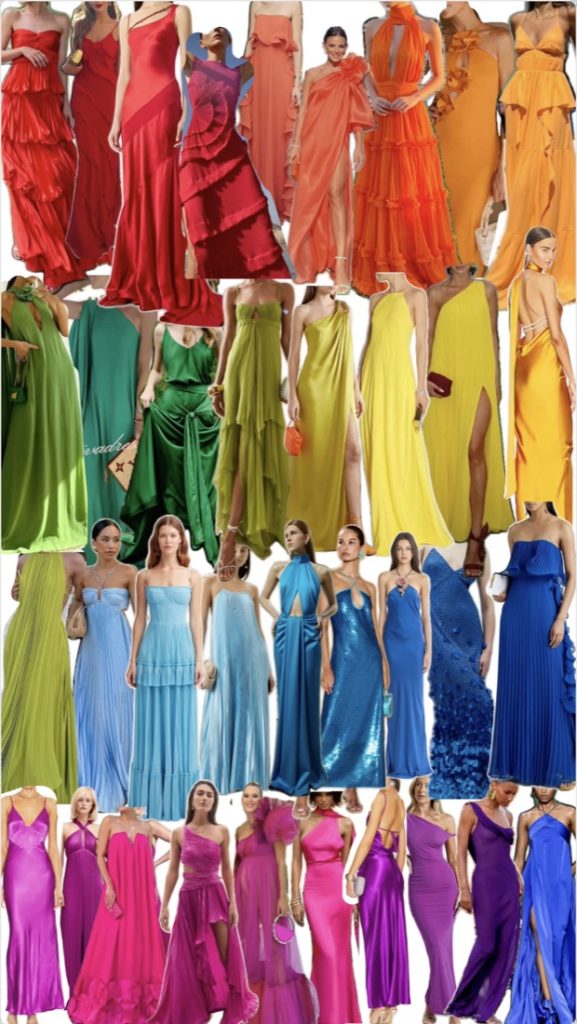 Ejemplos de vestidos largos en tonos vivos